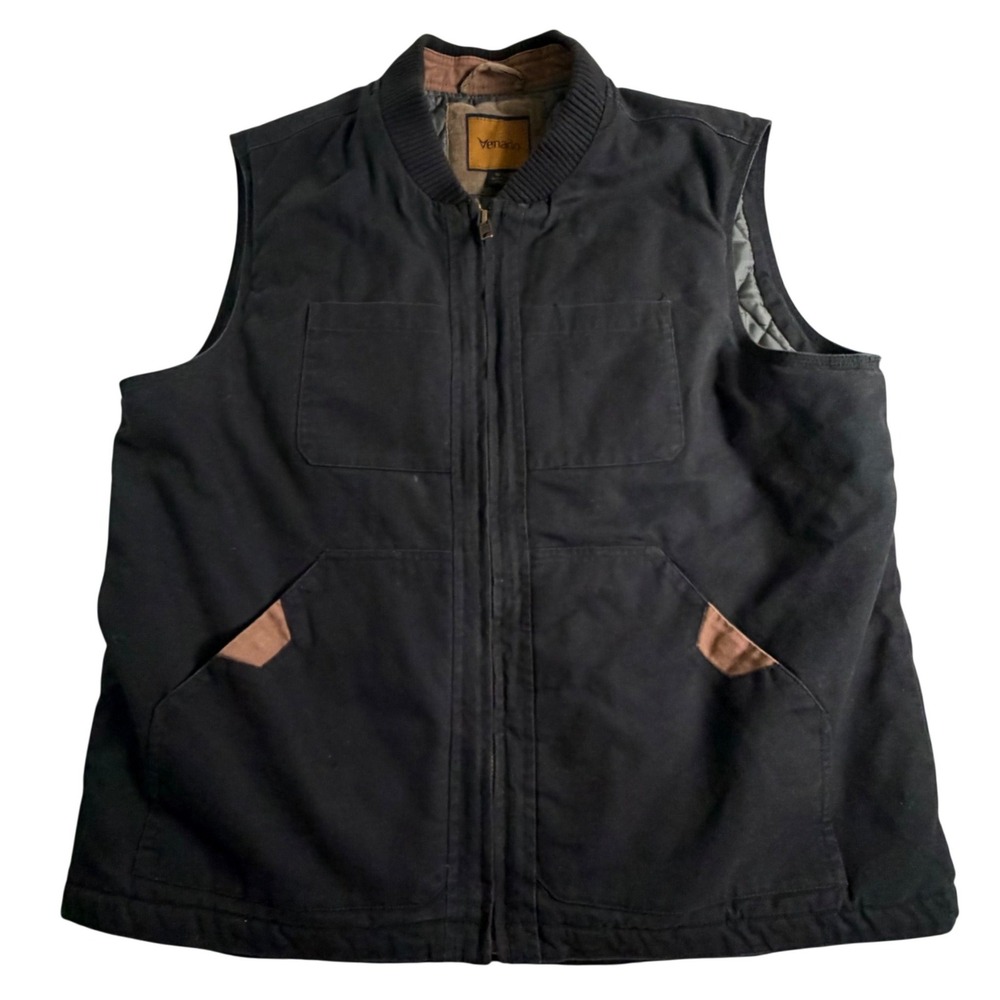 Venado Heavy Canvas Utility Work Vest Quilted Black Ranch Heritage XL, rugged